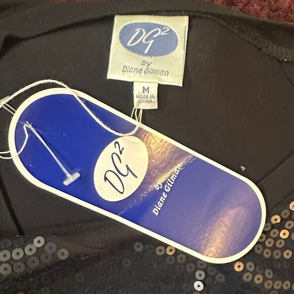 NWT DG2 by Diane Gilman Elegant Black Sequin Women's Top Size Medium - Picture 13 of 13